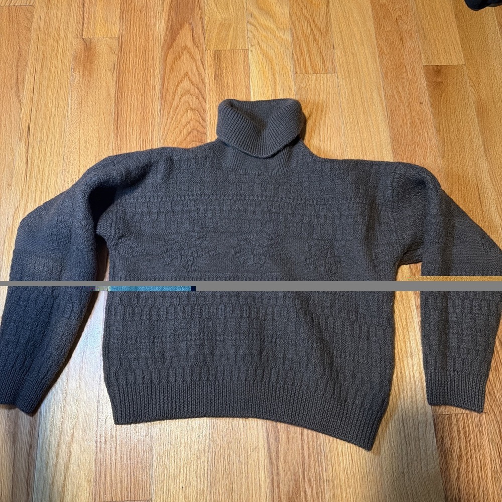 Vintage Gap 90s Brown 100% Pure Wool Turtleneck Textured Knit SIZE S